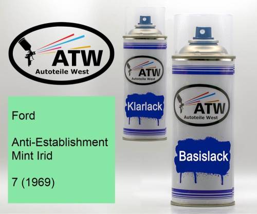 Ford, Anti-Establishment Mint Irid, 7 (1969): 400ml Sprühdose + 400ml Klarlack - Set, von ATW Autoteile West.